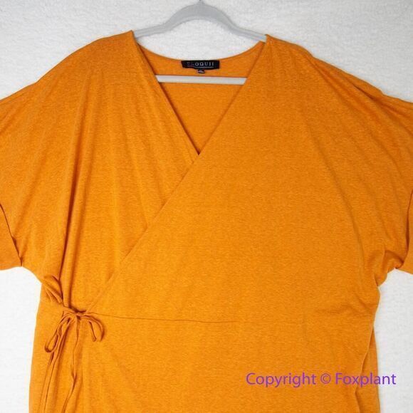 New! Eloquii orange‎ true wrap midi dress, plus size 28 - Picture 4 of 15